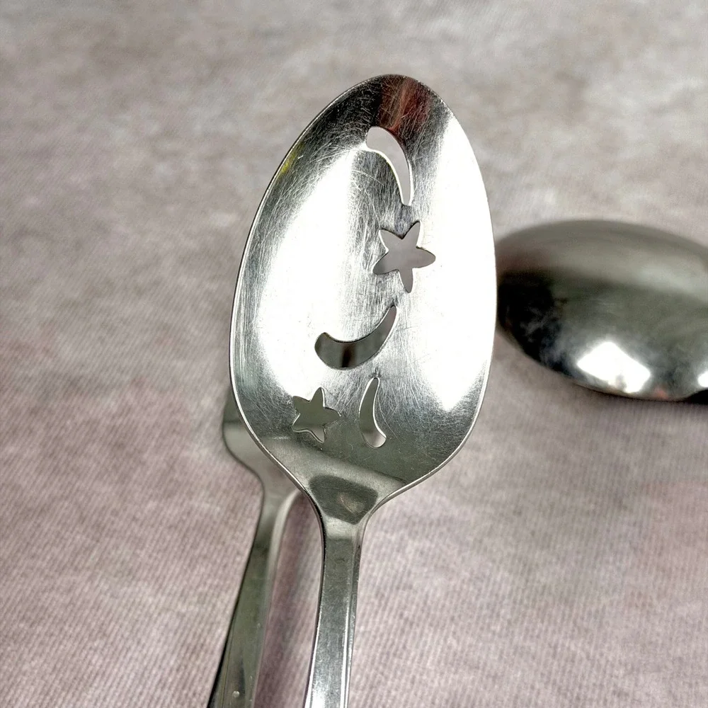 Oneida Community Stainless Twin Star Serving Slotted Spoon Ladle Fork 3 pc Set